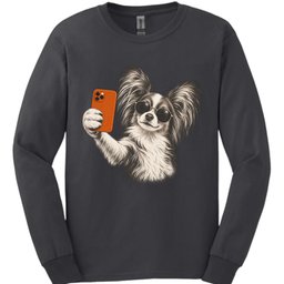 Papillon Selfie Dog Long Sleeve Shirt Gift For Dog Lover