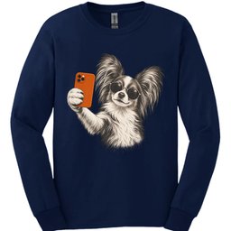 Papillon Selfie Dog Long Sleeve Shirt Gift For Dog Lover