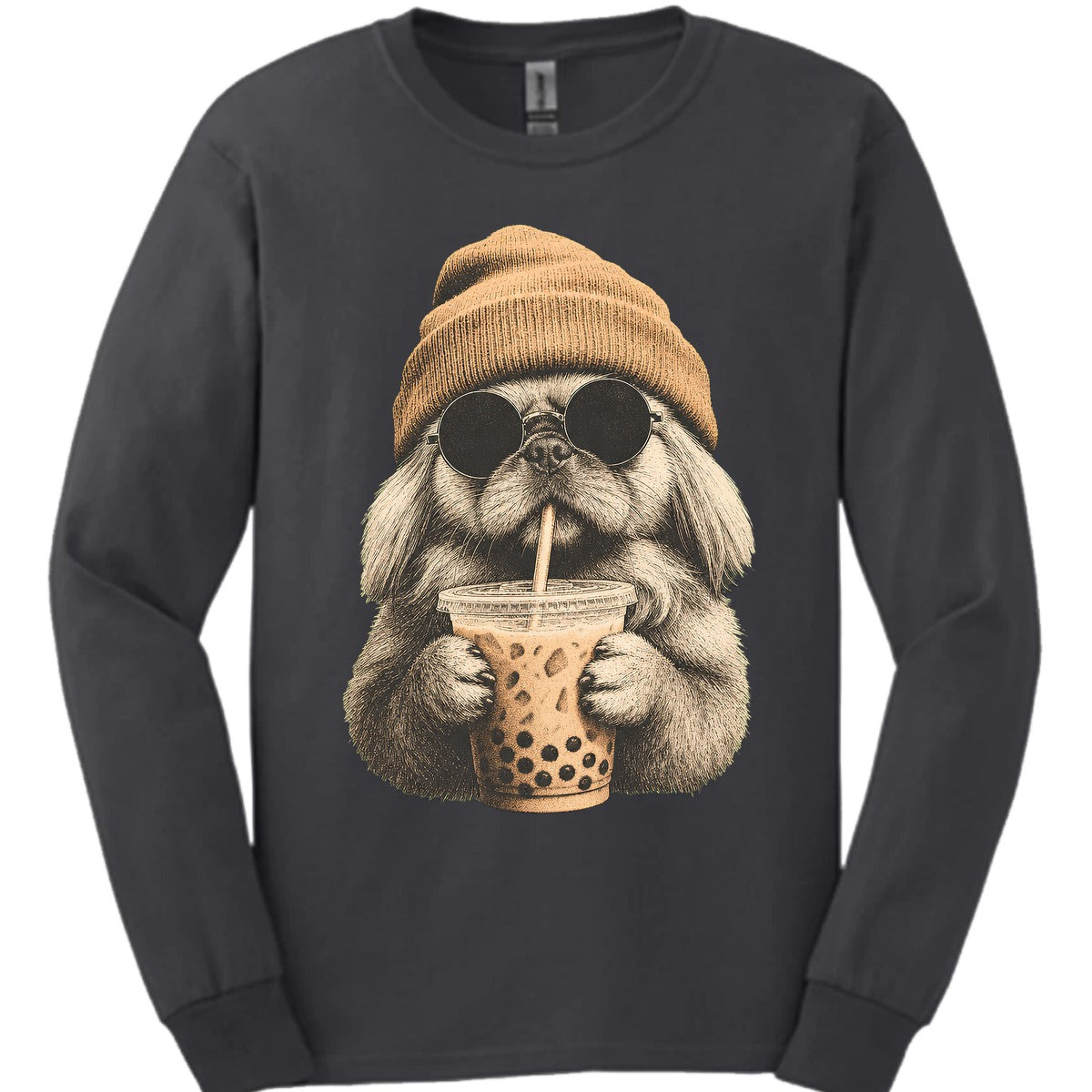 Pekingese Hipster Dog Long Sleeve Shirt Gift For Dog Lover