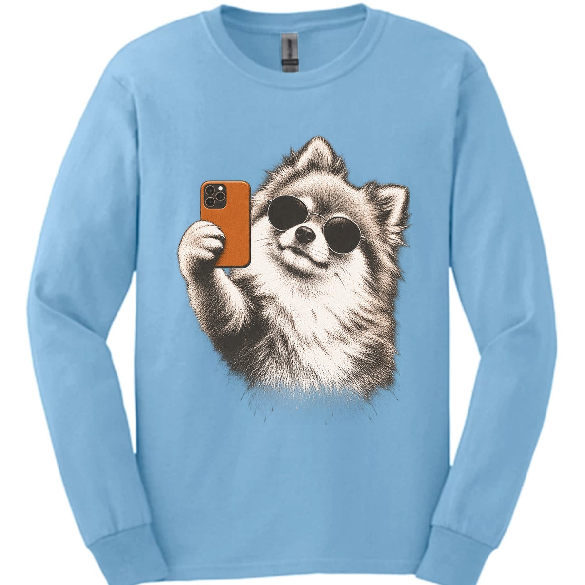 Pomeranian Selfie Dog Long Sleeve Shirt Gift For Dog Lover