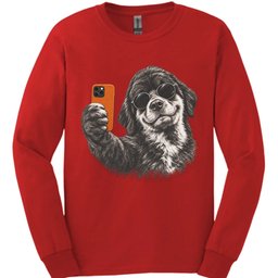 Newfoundland Selfie Dog Long Sleeve Shirt Gift For Dog Lover