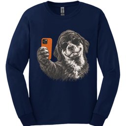 Newfoundland Selfie Dog Long Sleeve Shirt Gift For Dog Lover