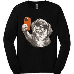 Pekingese Selfie Dog Long Sleeve Shirt Gift For Dog Lover