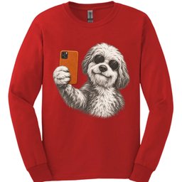 Old English Sheepdog Selfie Dog Long Sleeve Shirt Gift For Dog Lover