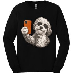 Old English Sheepdog Selfie Dog Long Sleeve Shirt Gift For Dog Lover