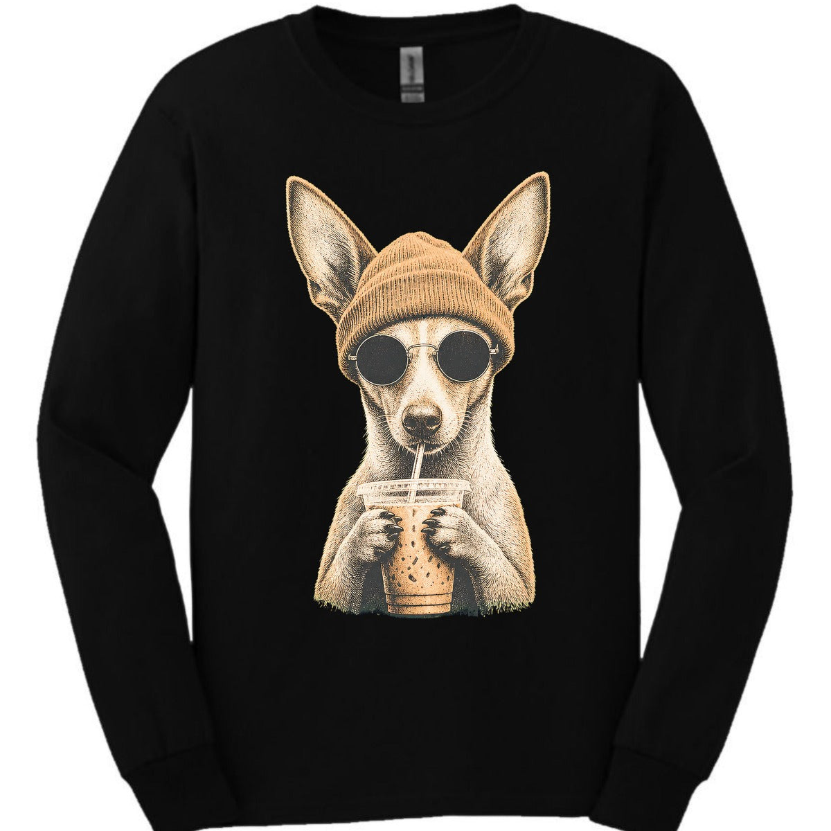 Podenco Hipster Dog Long Sleeve Shirt Gift For Dog Lover