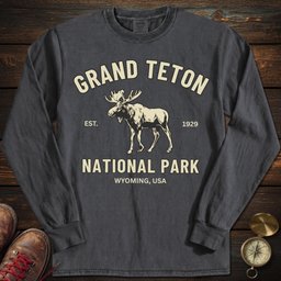 Grand Teton Moose Long Sleeved T Shirt Long Sleeve Shirt Gift For National Park Lover