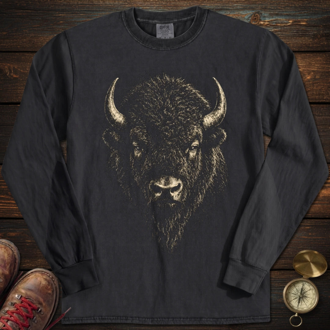 Bison Archival Portrait Long Sleeved T Shirt Long Sleeve Shirt Gift For National Park Lover