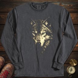 Vintage Washed Wolf Long Sleeved T Shirt Long Sleeve Shirt Gift For National Park Lover