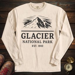 Glacier National Park 1910 Long Sleeved T Shirt Long Sleeve Shirt Gift For National Park Lover