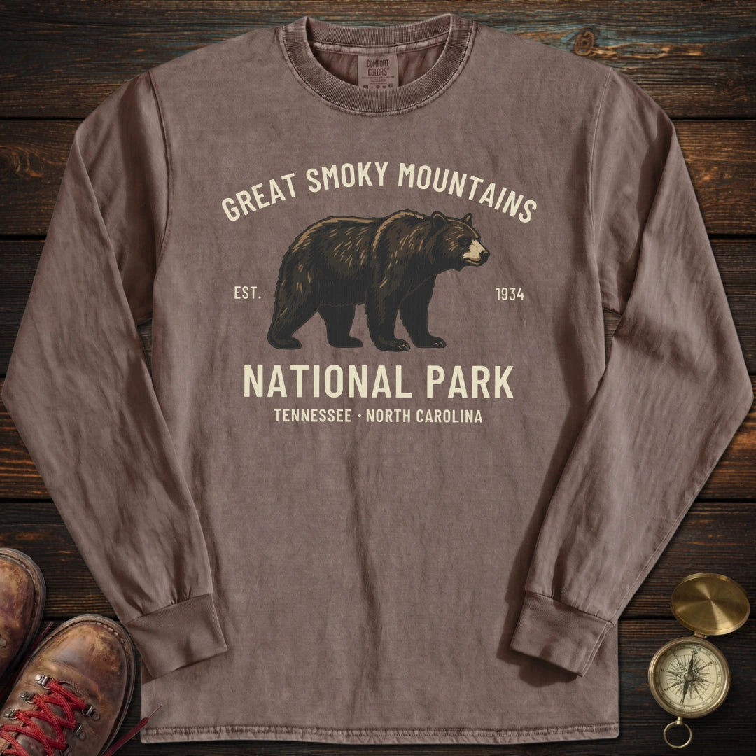 Smoky Mountains Bear Long Sleeved T Shirt Long Sleeve Shirt Gift For National Park Lover