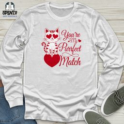 Youre My Purrfect Match Unisex Long Sleeve Tee Gift For Animal Lover
