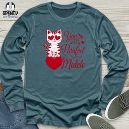 Youre My Purrfect Match Unisex Long Sleeve Tee Gift For Animal Lover
