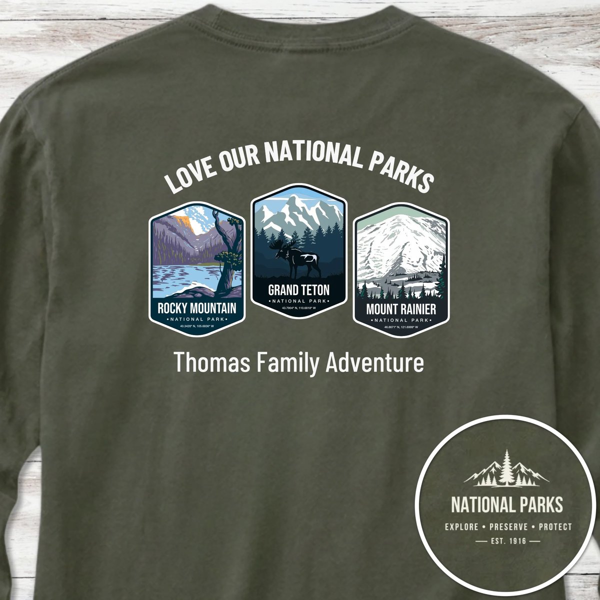 Custom Park Shirt Back Print Long Sleeve Shirt Gift For National Park Lover
