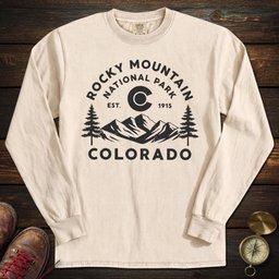Rocky Mountain Colorado Flag Long Sleeved T Shirt Long Sleeve Shirt Gift For National Park Lover