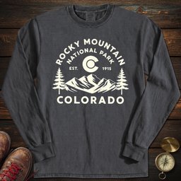 Rocky Mountain Colorado Flag Long Sleeved T Shirt Long Sleeve Shirt Gift For National Park Lover