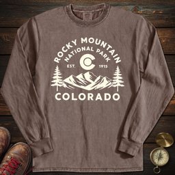 Rocky Mountain Colorado Flag Long Sleeved T Shirt Long Sleeve Shirt Gift For National Park Lover