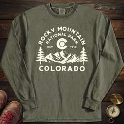 Rocky Mountain Colorado Flag Long Sleeved T Shirt Long Sleeve Shirt Gift For National Park Lover