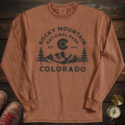 Rocky Mountain Colorado Flag Long Sleeved T Shirt Long Sleeve Shirt Gift For National Park Lover