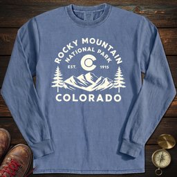 Rocky Mountain Colorado Flag Long Sleeved T Shirt Long Sleeve Shirt Gift For National Park Lover