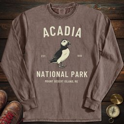 Acadia Puffin Long Sleeved T Shirt Long Sleeve Shirt Gift For National Park Lover