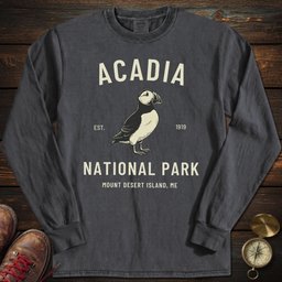 Acadia Puffin Long Sleeved T Shirt Long Sleeve Shirt Gift For National Park Lover