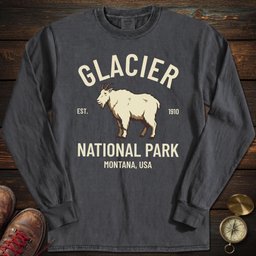 Glacier Mountain Goat Long Sleeved T Shirt Long Sleeve Shirt Gift For National Park Lover