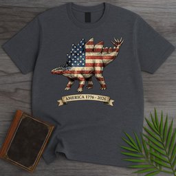 Americas 250th Spangled Spiketail Stegosaurus T-Shirt