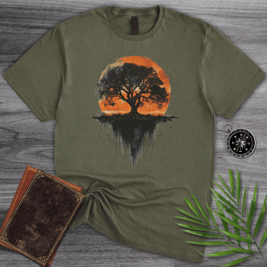 Black Sunset Elder Tree T Shirt Gift For Nature Lover