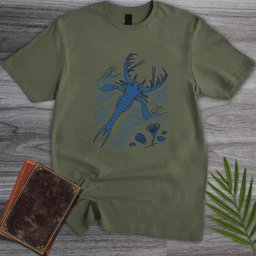 Blue Woodblock Megalograptus T Shirt Gift For Nature Lover