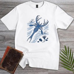 Blue Woodblock Megalograptus T Shirt Gift For Nature Lover