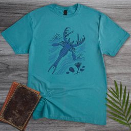 Blue Woodblock Megalograptus T Shirt Gift For Nature Lover