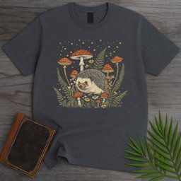 Enchanted Fern Hedgehog T Shirt Gift For Nature Lover