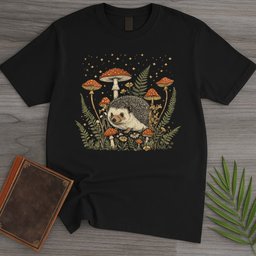 Enchanted Fern Hedgehog T Shirt Gift For Nature Lover
