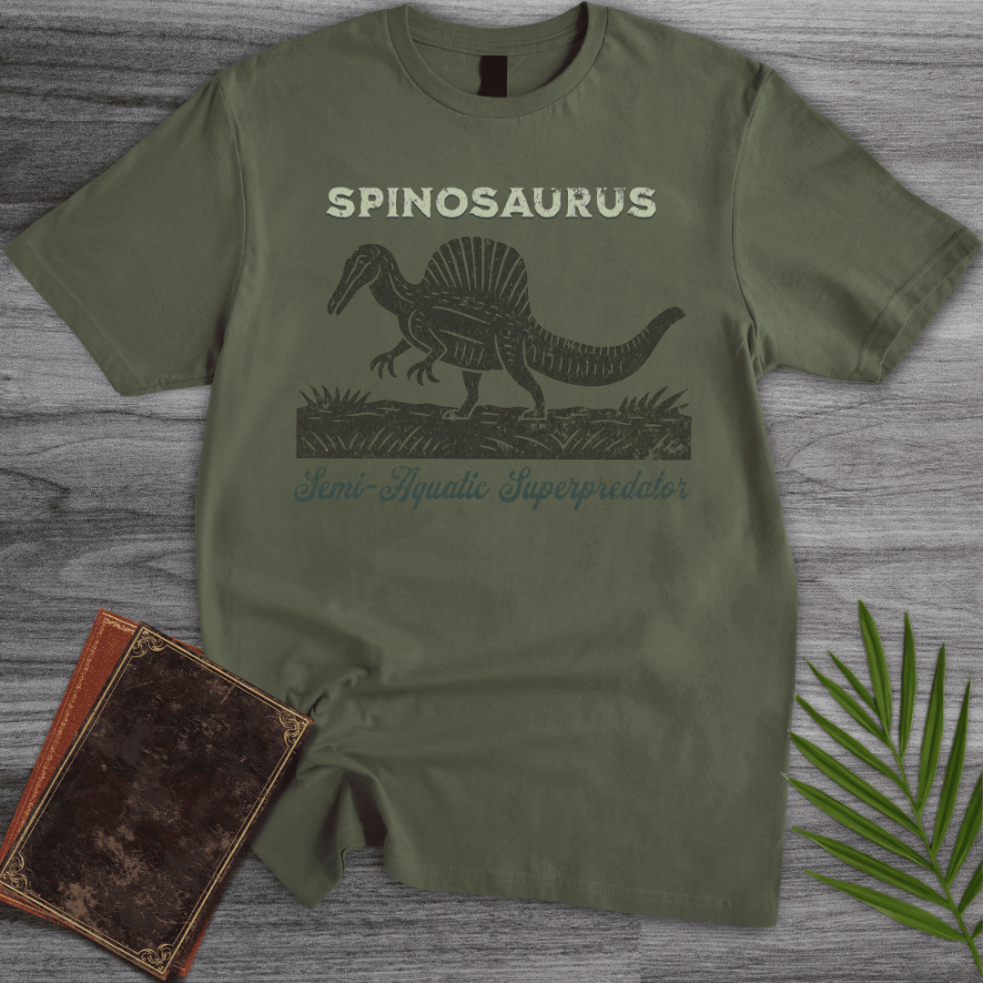 Distressed Vintage Spinosaurus Linocut T Shirt Gift For Nature Lover