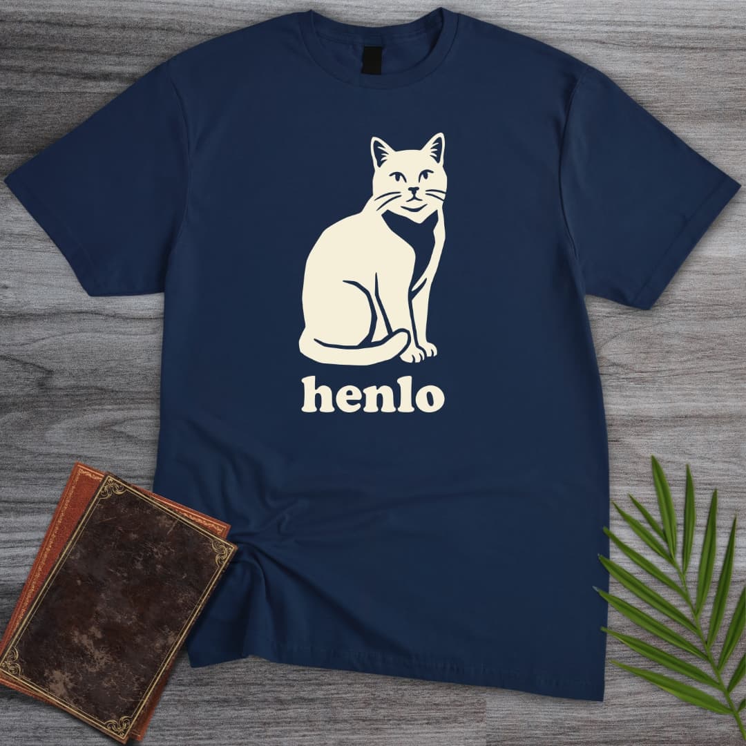 Henlo Cat T Shirt Gift For Cat Lover