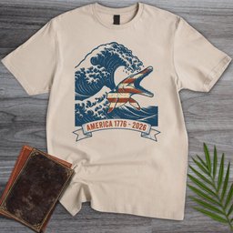 Great Wave Mosasaur Americas 250th T Shirt Gift For Nature Lover