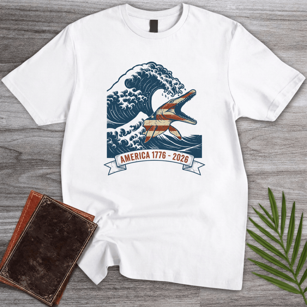 Great Wave Mosasaur Americas 250th T Shirt Gift For Nature Lover