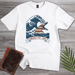 Great Wave Mosasaur Americas 250th T Shirt Gift For Nature Lover