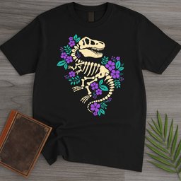 Floral T Rex Fossil T Shirt Gift For Dinosaur Lover