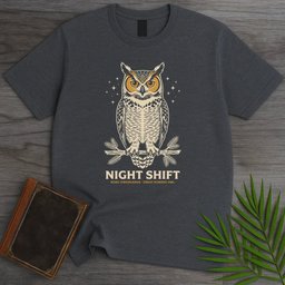 Night Shift Horned Owl T Shirt Gift For Nature Lover