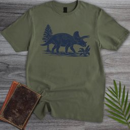 Linocut Triceratops T Shirt Gift For Dinosaur Lover
