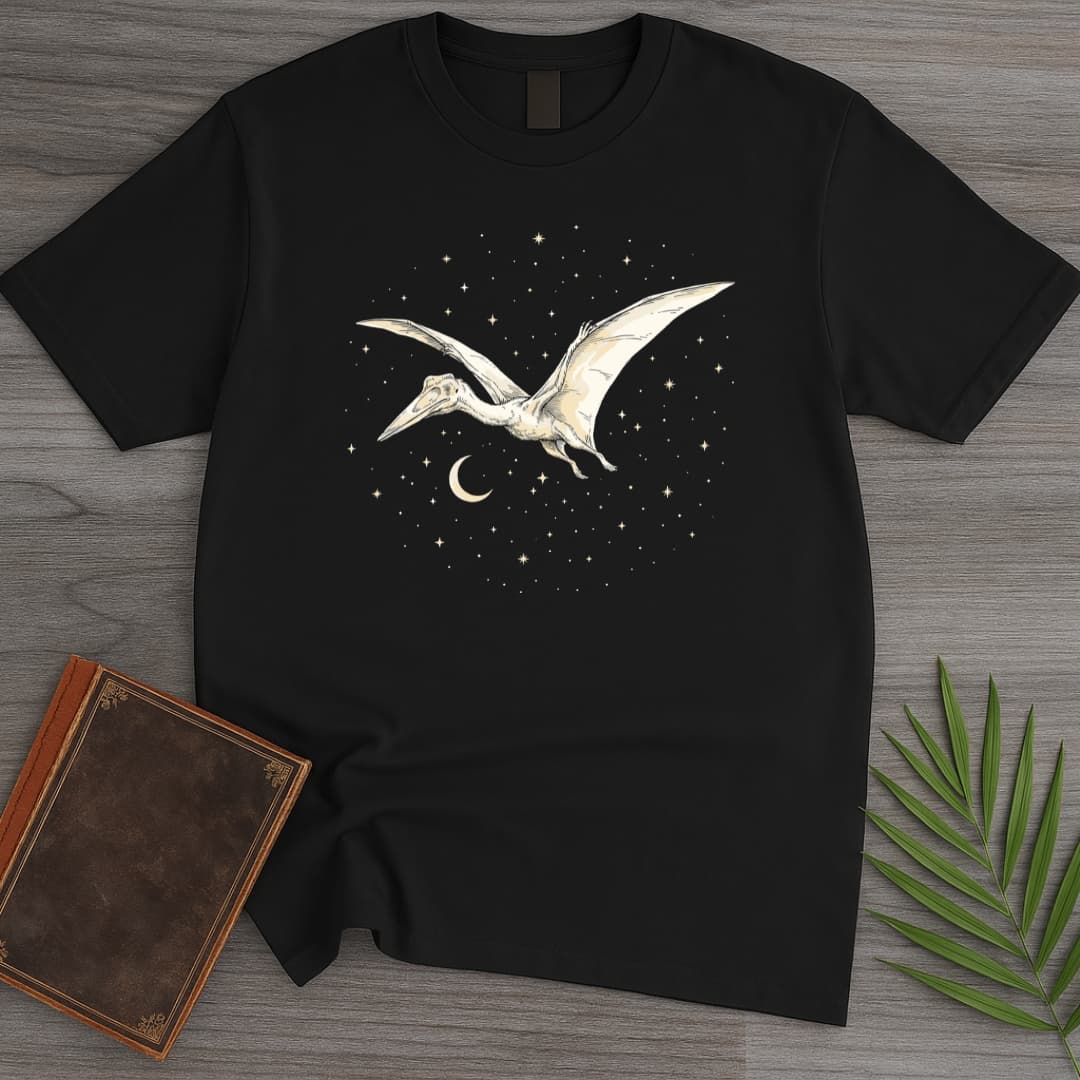 Midnight Pterosaur T Shirt Gift For Nature Lover