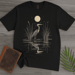 Moonlight Great Blue Heron T Shirt Gift For Nature Lover