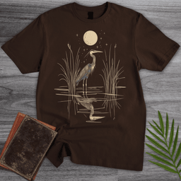 Moonlight Great Blue Heron T Shirt Gift For Nature Lover