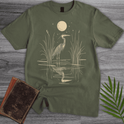 Moonlight Great Blue Heron T Shirt Gift For Nature Lover