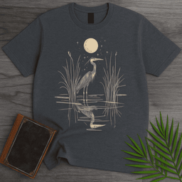 Moonlight Great Blue Heron T Shirt Gift For Nature Lover