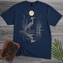 Moonlight Great Blue Heron T Shirt Gift For Nature Lover
