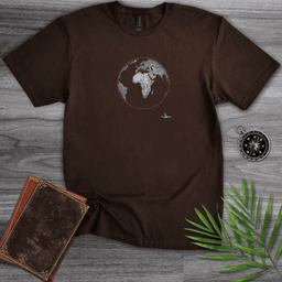 Minimalist Line Art Earth And Plane T Shirt Gift For Nature Lover