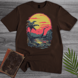 Retro Sunset 1980s Brachiosaurus T Shirt Gift For Nature Lover